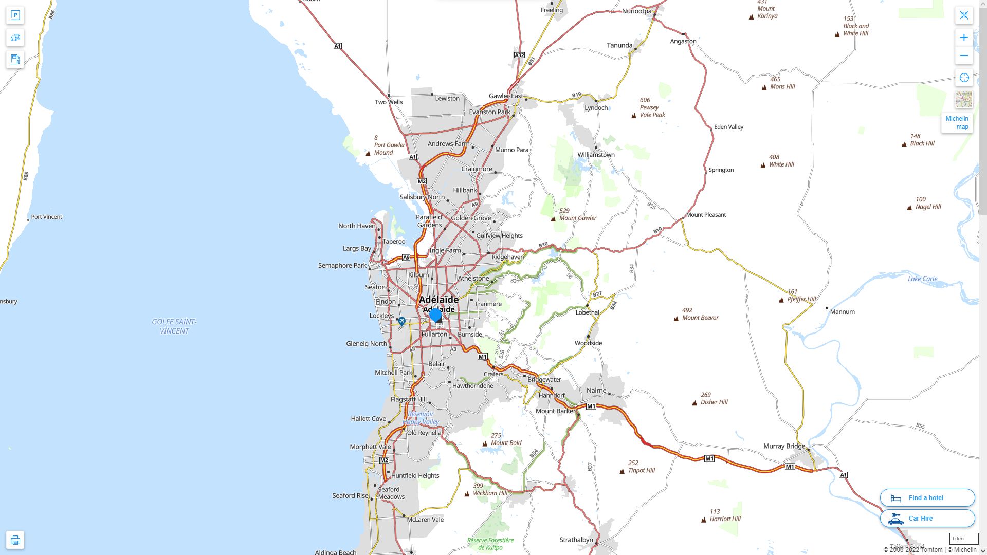 Adelaide Highway and Road Map
